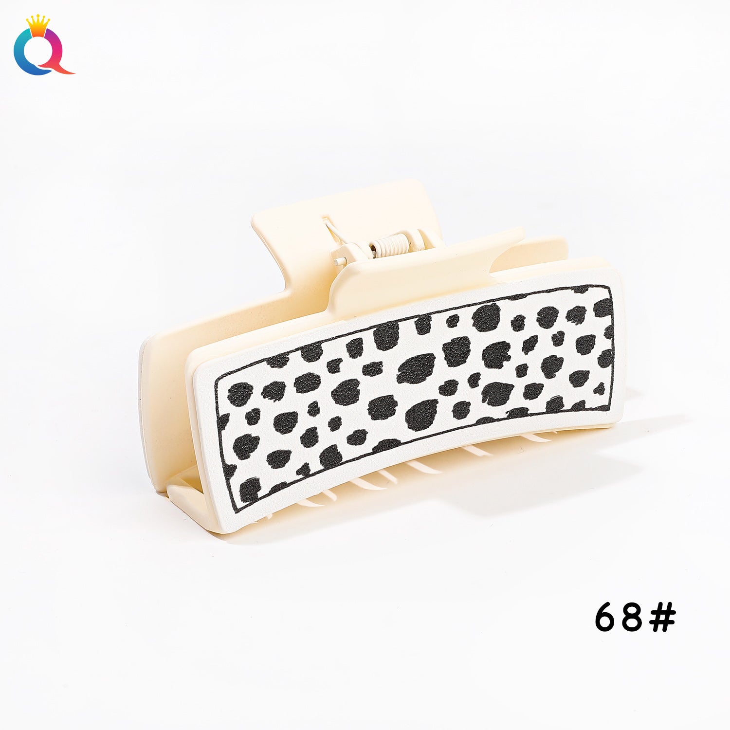 Wholesale Leather Leopard Retro Square Clip Cashew PU Shark Clip